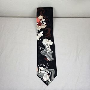 Vintage 90s Looney Tunes Silk Tie – Taz & Bugs Bunny 1995 Warner Bros. Handmade